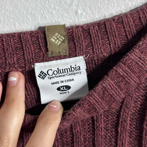 Columbia Men Knit Ribbed Crew Neck Sweater Red Pullover size XL - Picture 5 of 11